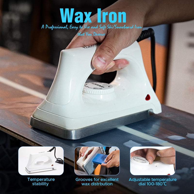 XCMAN Complete Ski Snowboard Tuning and Waxing Kit with Waxing Iron,Universal Wax,Edge Tuner,Brush,Wax Scraper,Ptex - Image 2